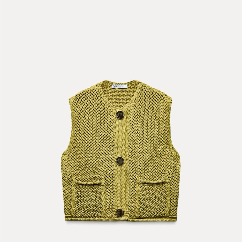 Zara Mustard Knit Buttoned Vest